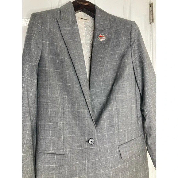 Zadig & Voltaire Viva Check virgin wool Blazer sz 10 - Picture 5 of 15